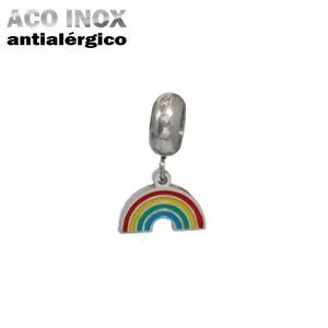 Berloque Arco Íris com Strass em Aço Inox