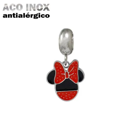 Berloque Minnie com Laço em Aço Inox