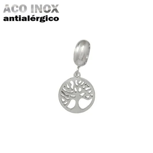Berloque Medalha Árvore da Vida em Aço Inox
