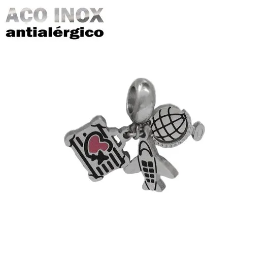 Berloque Viagem em Aço Inox