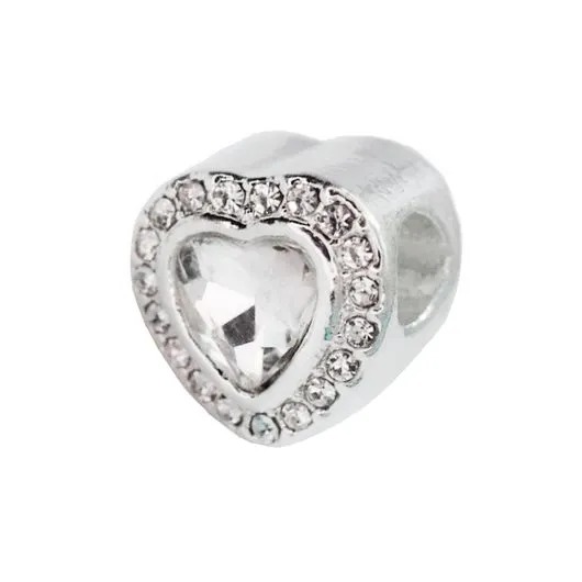 Berloque Separador Coração com Cristal Strass