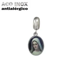 Berloque Medalha Maria Aço Inox