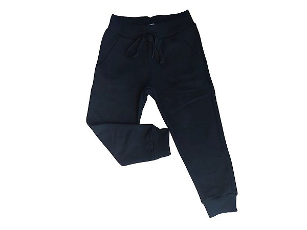 Calça Infantil Moletom Peluciado Liso Preto