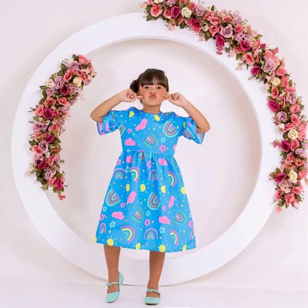 Vestido Infantil Céu Azul