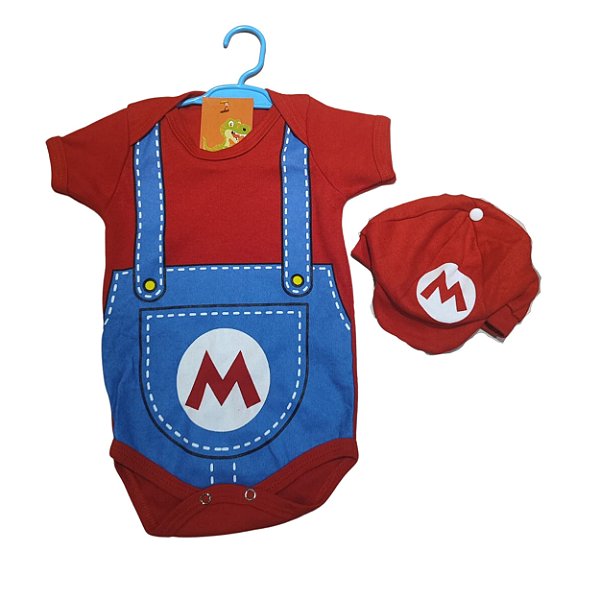 Body Mesversário Temático Super Mário + Boina