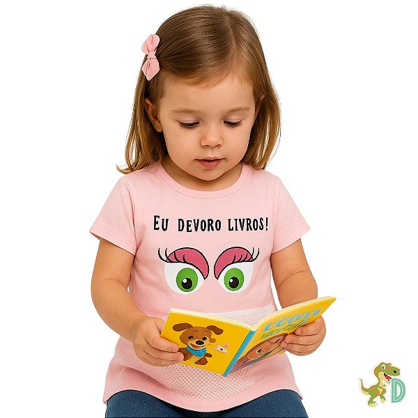 Blusa Blook Devoradora de Livros Rosa
