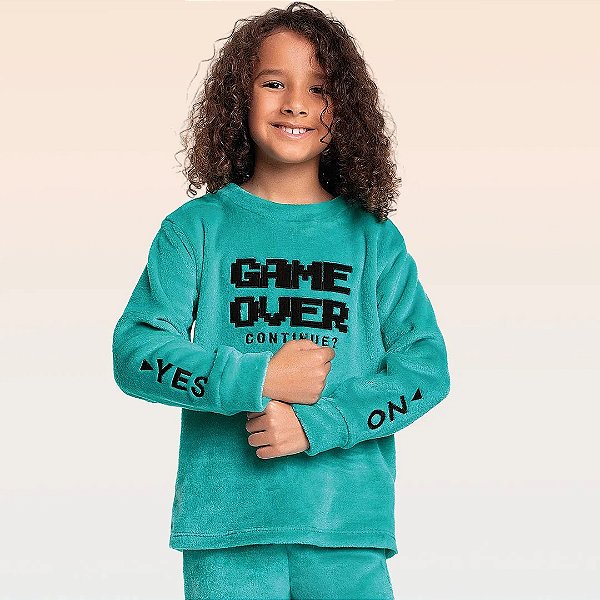 Conjunto pijama blusão e calça em fleece