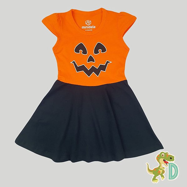 Vestido Abóbora - Estampa Brilha no Escuro