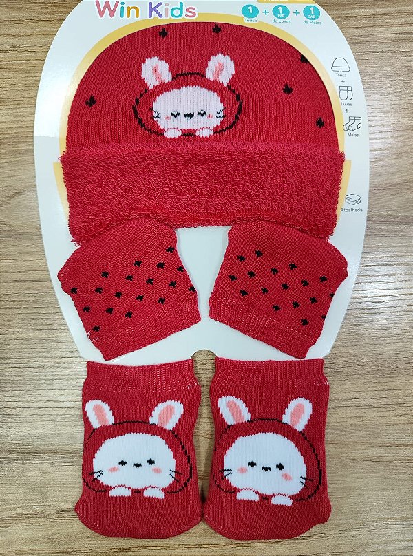 Kit Touca, Luva e Meia para Bebê