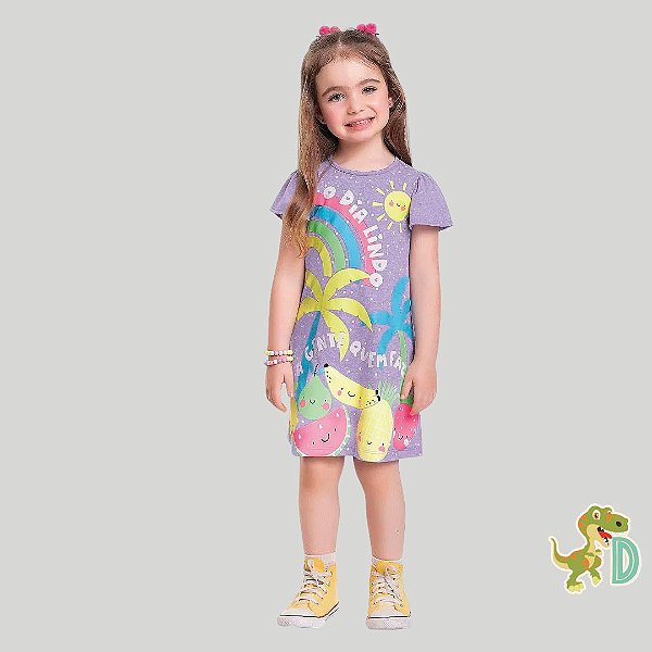 Vestido Infantil para Menina Lilas e Rosa