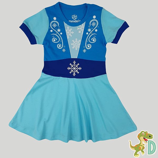 Vestido Fantasia Elsa Frozen - Estampa Brilha No Escuro