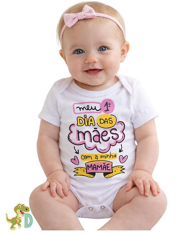 Body Bebê Feminino Meu 1º Dia das Mães – Roupa de Bebê Personalizada