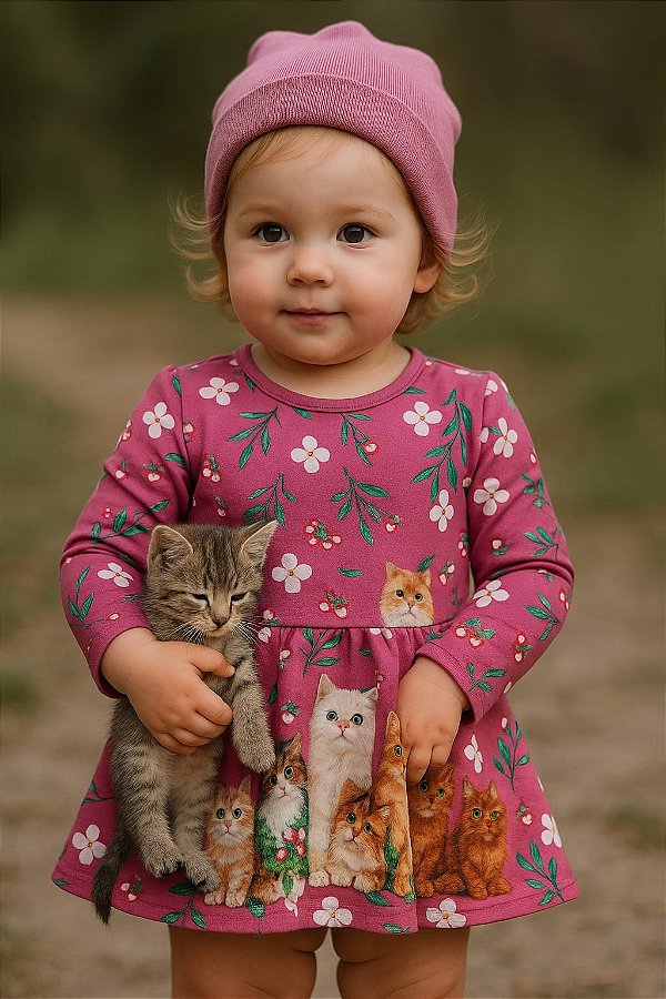 VESTIDO MANGA COMPRIDA GATINHOS