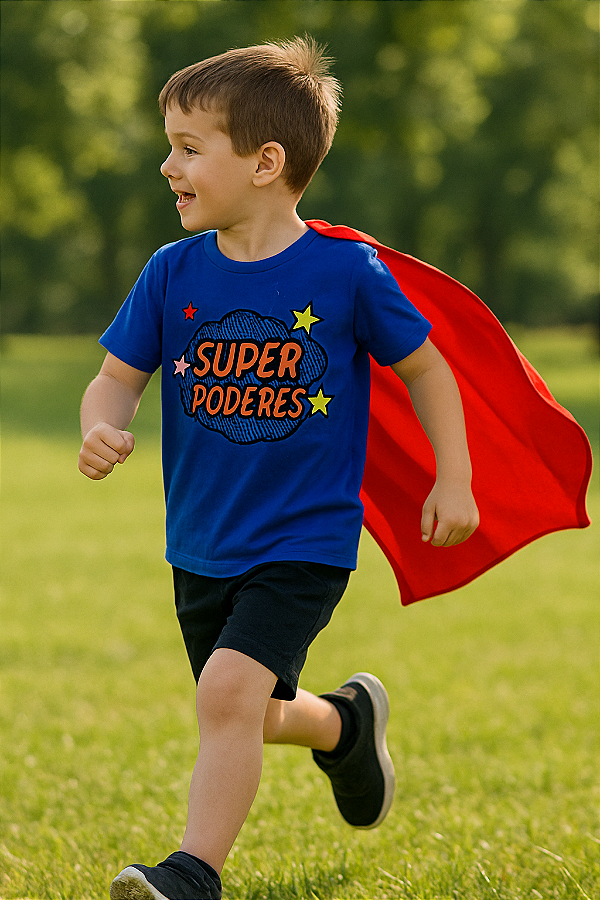 Blusa Super Poderes Com Capa - Estampa Brilha No Escuro