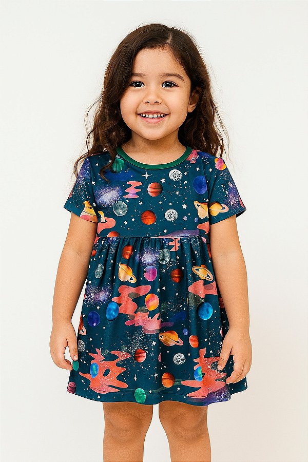 VESTIDO ESPAÇO - TAMANHO 10 ANOS