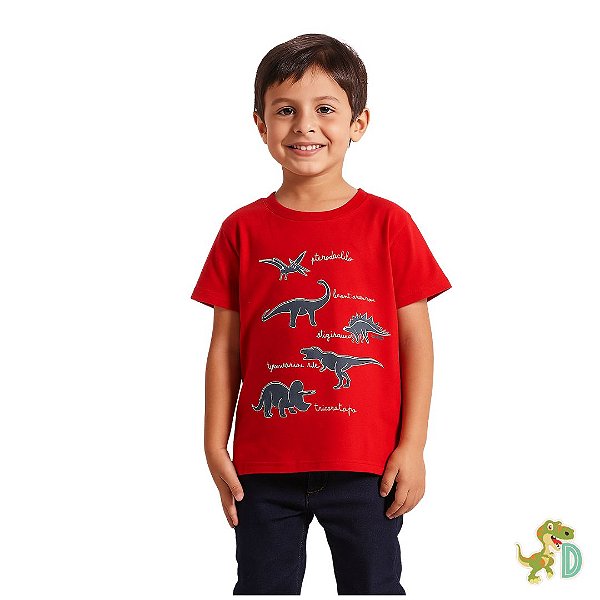Blusa Dinossauro com Nomes Estampa brilha no escuro
