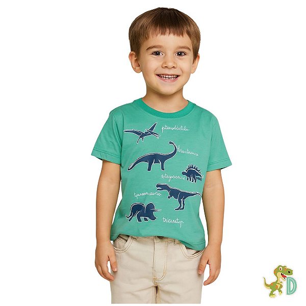 Blusa Dinossauro com Nomes Estampa brilha no escuro