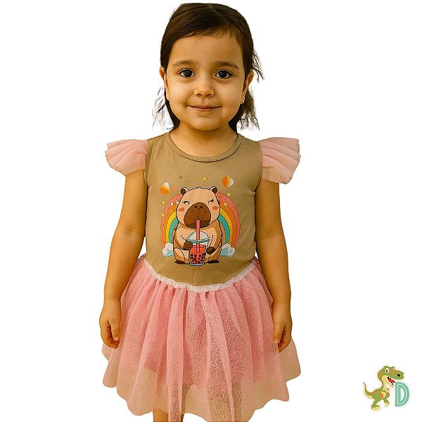 Vestido Capivara com tule