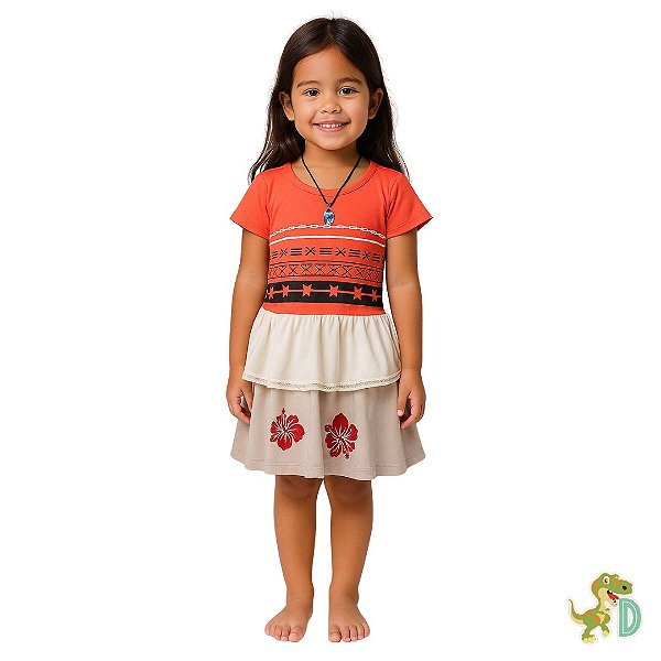 Vestido Moana acompanha colar com manga