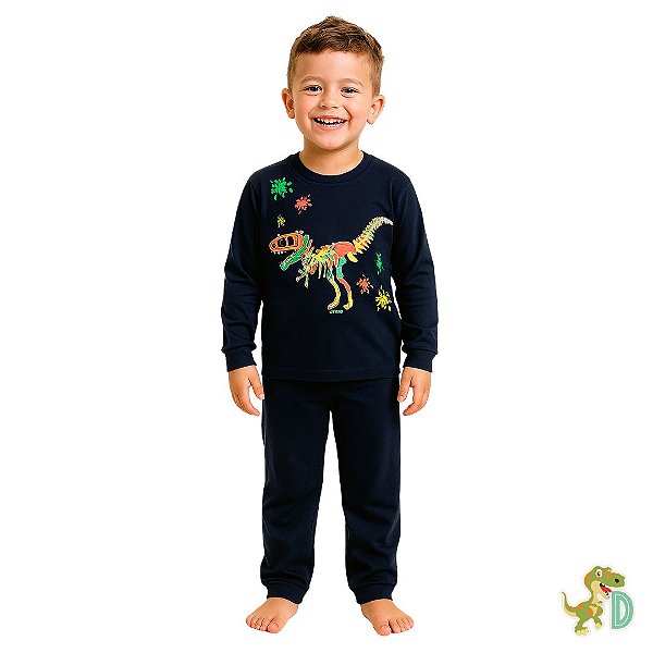 PIJAMA DINOSSAURO ESQUELETO - BRILHA NO ESCURO