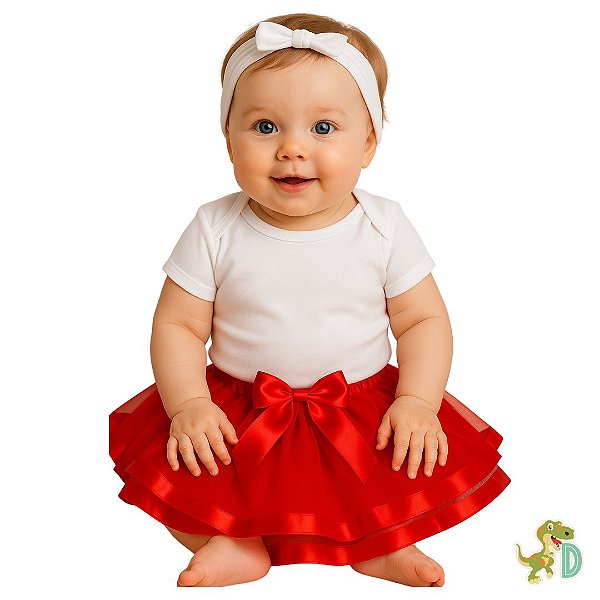 Saia tule Bebê Luxo vermelho