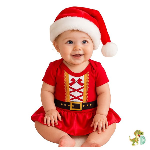 Body Natal para Bebê menina Mamãe Noel
