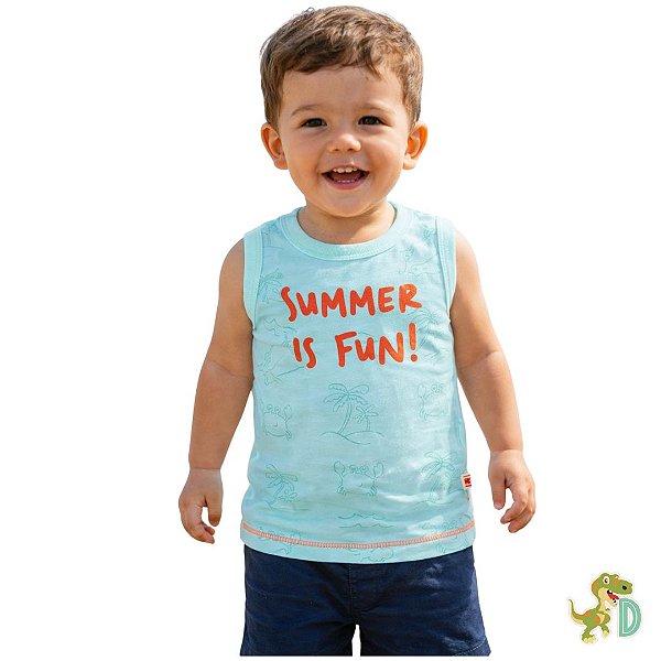 Regata Infantil Menino Summer Is Fun | Camiseta Regata Verão Infantil Confortável