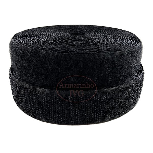 5m Fecho de Contato 25mm Preto Par Costura Bolsas Mochilas