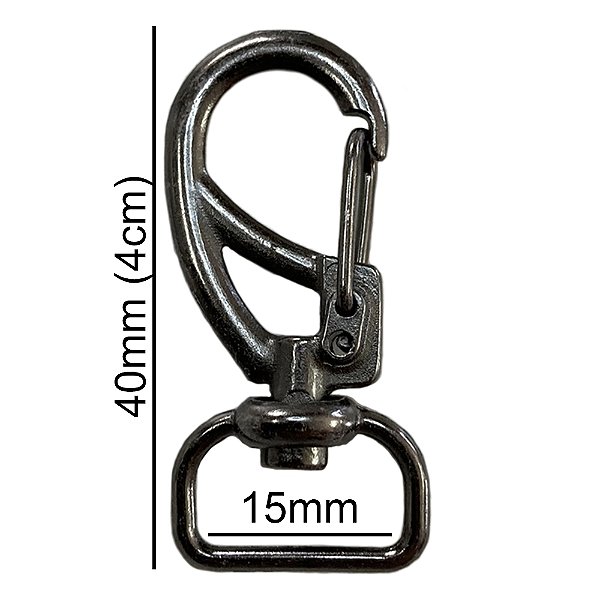 10un Mosquetão 15mm Grafite Gancho Alça Bolsas Mochilas
