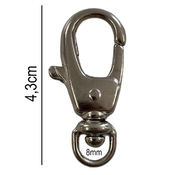 50un Mosquetão 8mm Niquelado Gancho Fecho Bolsas Mochila Alça