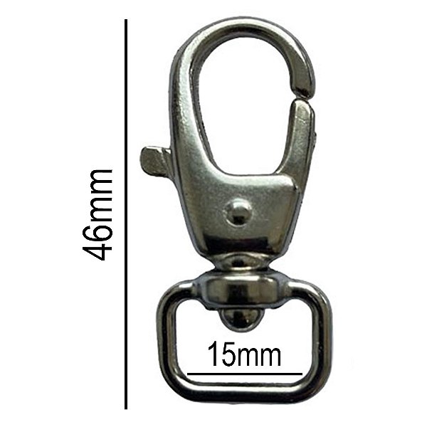 50un Mosquetão 15mm Niquelado Gancho Fecho Bolsas Mochila Alça
