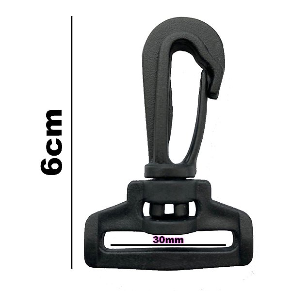 100un Mosquetão 30mm Preto Plástico Fecho Gancho Alça Mochilas