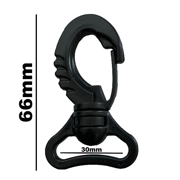 50un Mosquetão 30mm Preto Plástico Presilha Gancho Mochilas