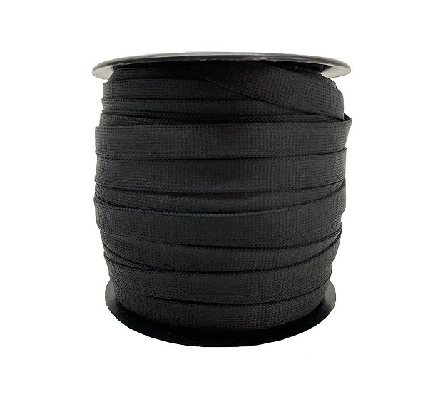 50m Cordão Preta 10mm CCA 10 Costura Bolsas Mochilas Crachá