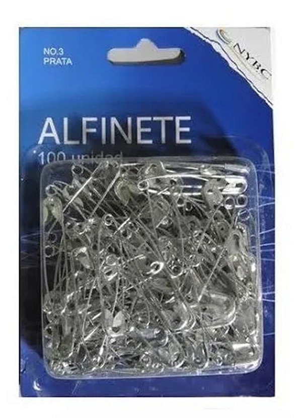 Pacote Alfinete de Segurança Prata 03 com 100 Unidades