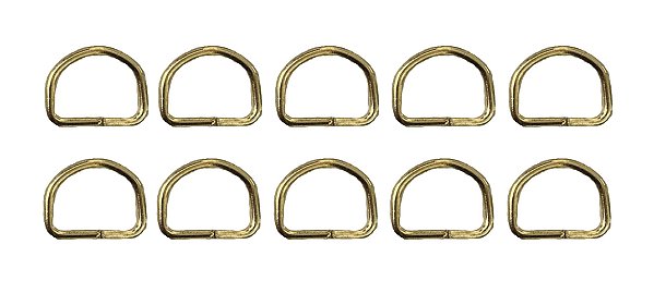 20 Meia Argola 10mm Dourada Ferro Alça Fita Bolsa Cadarço