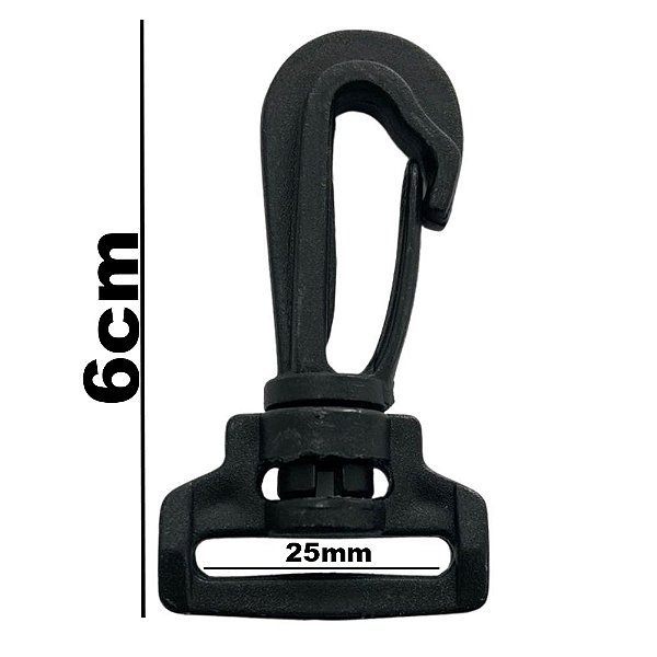 50un Mosquetão 25mm Preto Plástico Fecho Gancho Bolsas Mochilas