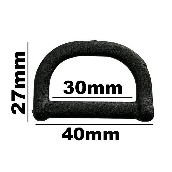 20un Meia Argola 30mm Preta Plástico Alça Bolsa Cadarço Fita