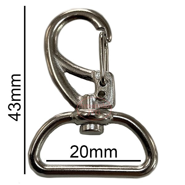 50un Mosquetão 20mm Niquelado Fecho Alça Gancho Bolsas Mochila