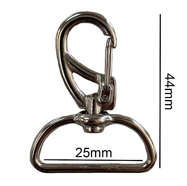 10un Mosquetão 25mm Niquelado Fecho Gancho Bolsas Mochila Alça