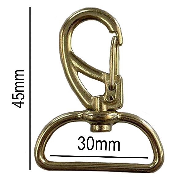 50un Mosquetão 30mm Dourado Fecho Gancho Bolsas Mochila Alça