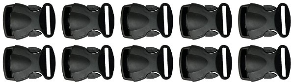 10un Fecho 25mm Preto Plástico Presilha Alça Bolsa Mochila