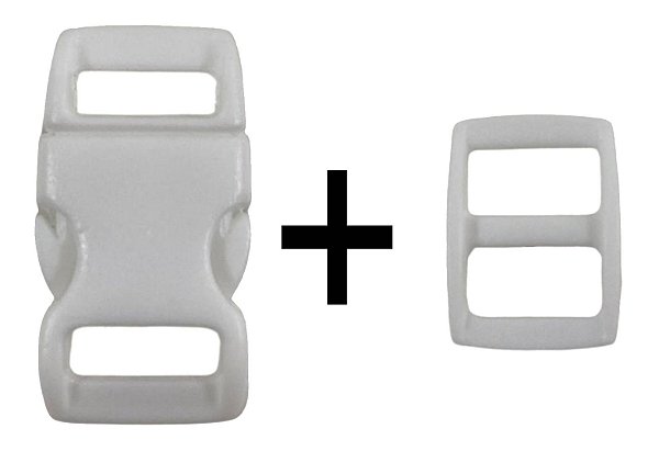 20un Fecho+20un Regulador Branco 10mm Plástico Bolsa Mochila
