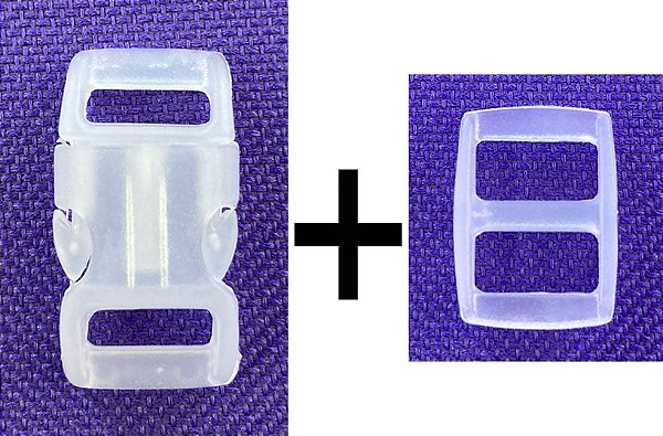 50un Fecho+50un Regulador Transparente 10mm Plástico Mochila