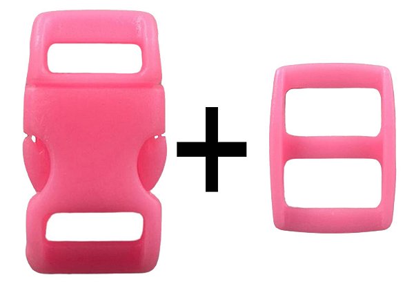 20un Fecho+20un Regulador 10mm Rosa Bebê Plástico Engate