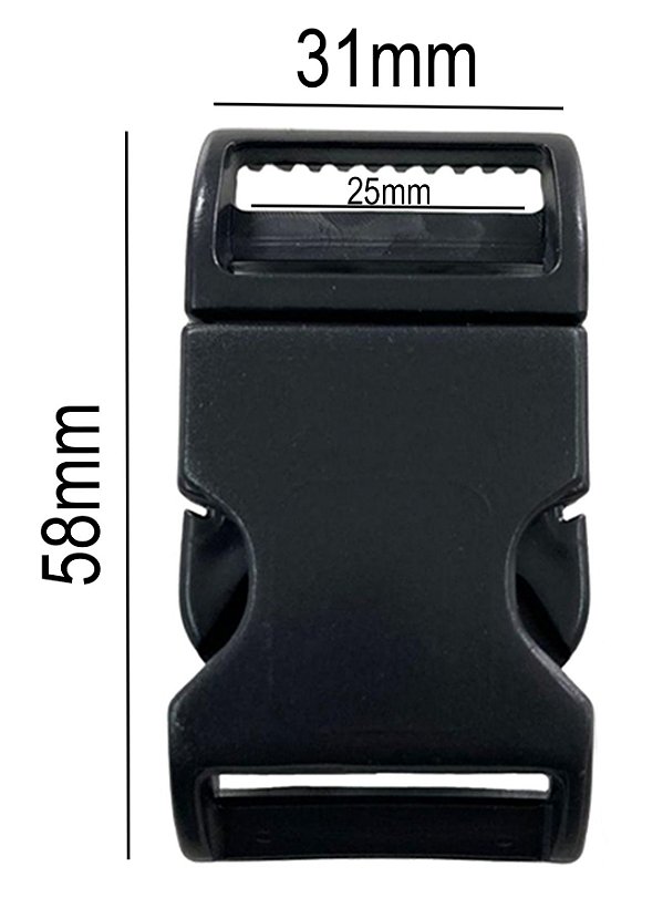 20un Fecho 25mm Preto Plástico Bolsa Mochila Presilha Alça