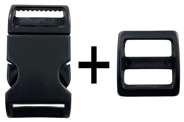 10 Fecho + 10 Regulador 25mm Preto Plástico Passador Alça