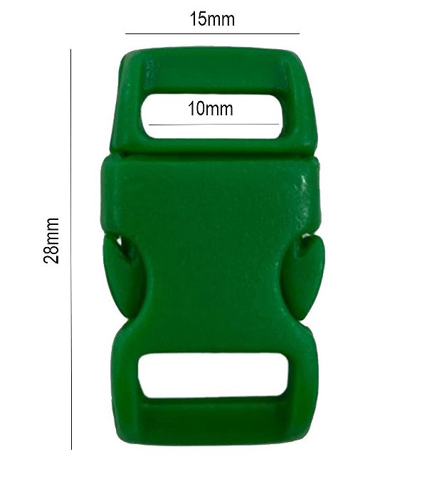 500un Fecho 10mm Verde Bandeira Plástico Engate Alça Mochila