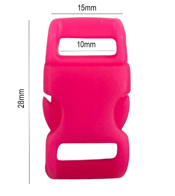 500un Fecho 10mm Rosa Flúor Plástico Engate Alça Mochilas