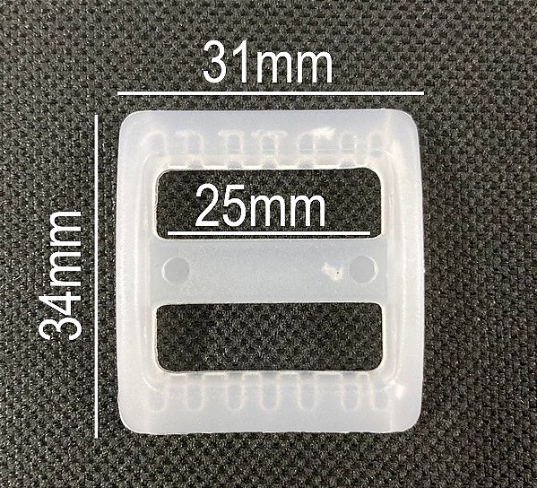 100un Regulador 25mm Transparente Plástico Passador Mochilas